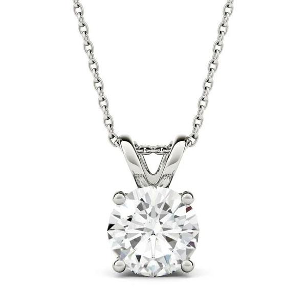Moissanite by Charles & Colvard 14k Gold 1.90 TGW Round Solitaire Pendant