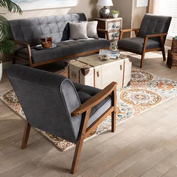 Carson Carrington Brovalla Mid-century Modern Upholstered 3-piece Living Room Set